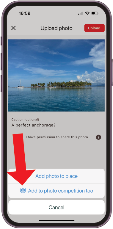 Adding a photo to the competition